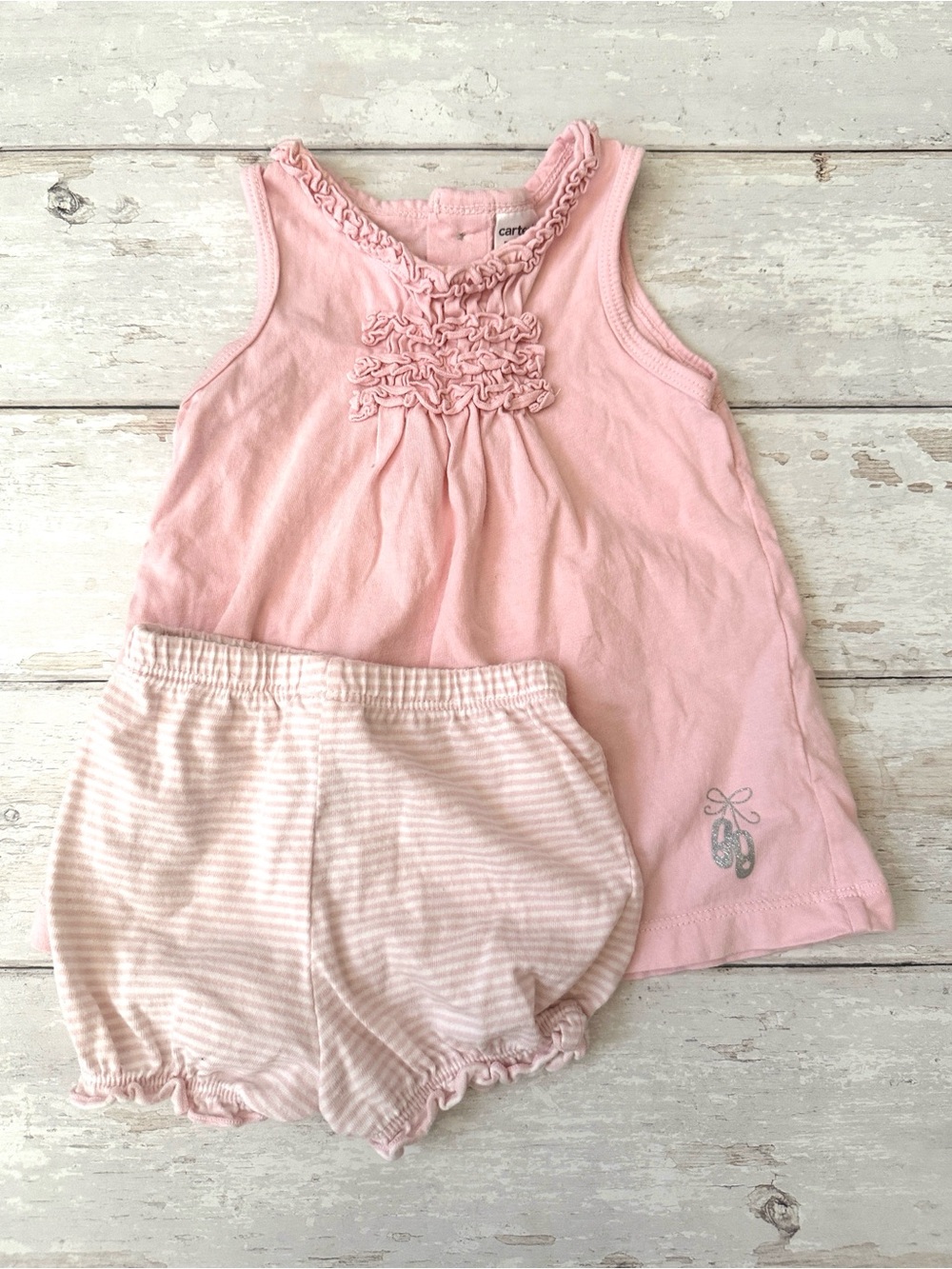 Carters 9m Pink Baby Girl Sjmmer Outfit Sleeveless Sun Dress & Shorts